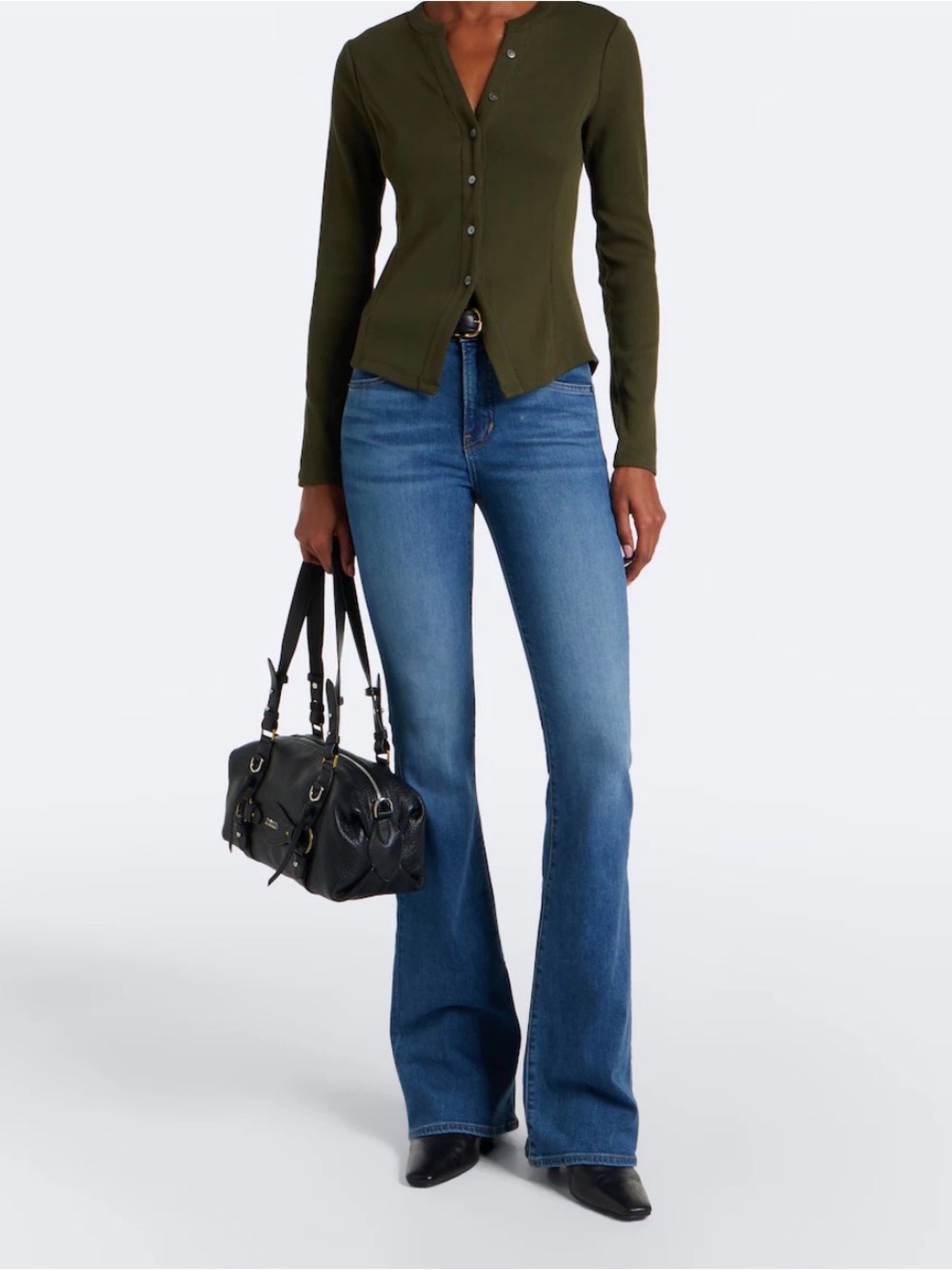 Veronica Beard Beverly Mid-Rise Flared Blue Jeans